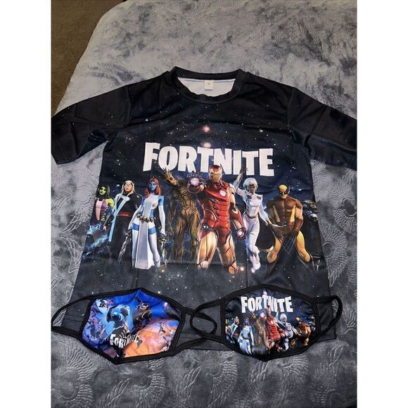 Fortnite teens Shirt Small Graphic Tee Shirt. comes with 2 facemask. M - Picture 1 of 6